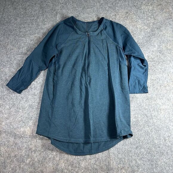 Lululemon Spincity Top Womens 6 Cycling Half Zip 3/4 Sleeve Turquoise Athletic - Picture 1 of 8